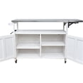 thumbnail image 5 of Harper & Bright Designs Outdoor Extendable Kitchen Island with Wheels, Patio Kitchen Cart with Foldable Stainless Steel Top, Portable Prep Station with Storage Cabinet and Towel Rack, White, 5 of 19