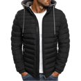 thumbnail image 1 of Mens Winter Down Jacket Lightweight Hooded Puffer Coat Warm Outwear Overcoat Zip, 1 of 2