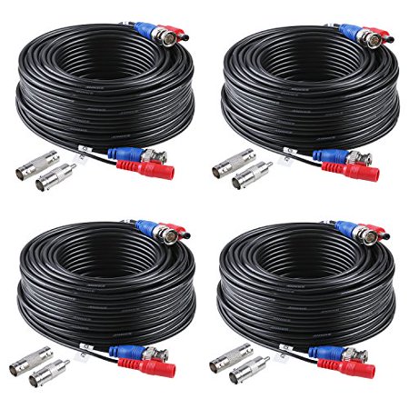 4 Pack 100ft Bnc Video And Power Security Camera Cable With Bnc Connectors And Rca Adapters For Cctv Camera System Black Walmart Canada
