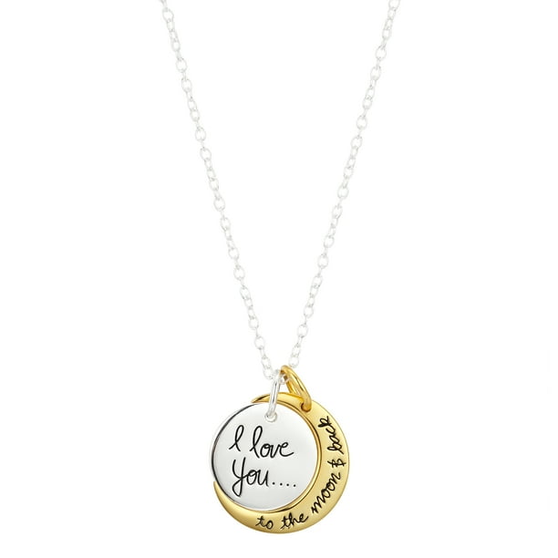 Little Luxuries Little Luxuries Women S Gold Flash Plated Sterling Silver I Love You To The Moon Back Pendant Necklace 18 Walmart Com Walmart Com