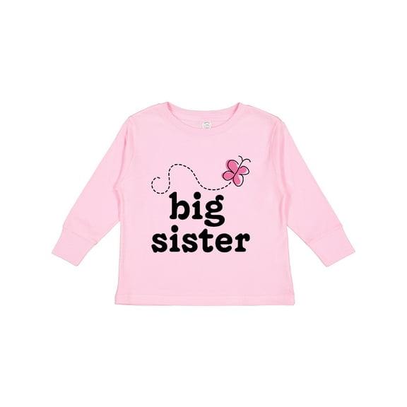 Inktastic Big Sister Butterfly Announcement Girls Long Sleeve Toddler T-Shirt