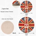thumbnail image 3 of Vintage Best of British Crown Print on Union Jack Flag 2 Pcs Round Pot Holders Trivets Set, Cotton Coasters Placemats for Cooking Baking Hot Dish Pan Pot Bowl Teapot, 9.45 In + 7 In, 3 of 5