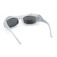 thumbnail image 4 of Super Funky Shoe Lace Trim Rectangular Wrap Around Plastic Sunglasses Silver - Silver Mirror, 4 of 4