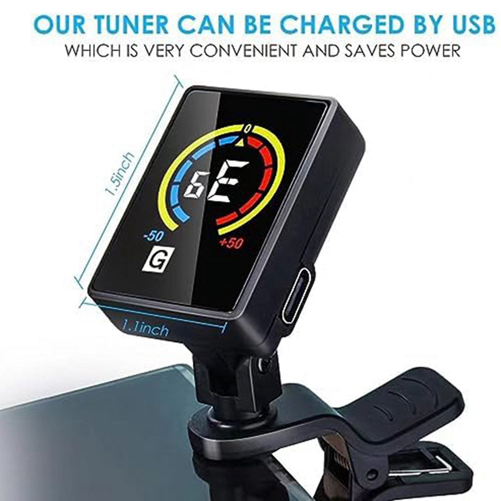 4 PCS Guitar Tuner Rechargeable Clip on Tuner for Guitar, , Ukulele,Violin Suit for Professional or Beginners
