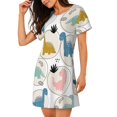 thumbnail image 2 of Disketp Cute Dinosaurs para Camisón Corto de Manga Corta para Mujeres, Camisón Cómodo con Escote Redondo, Bonito y Confortable, 2 of 6