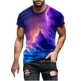 thumbnail image 2 of Yanghang Tops Men Tshirts Shirts For Men Men's Casual Sky Printed Round Neck Short Sleeved T-Shirt Top Shirts For Men Tall, 2 of 5