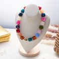 thumbnail image 4 of NICKSUN Vintage Dopamine Chunky Square Acrylic Bead Choker Necklace, Handmade Marbled Resin Statement Collar with Irregular Gold Metal Accent, Trendy Vacation Fashion Neck Jewelry, 4 of 7