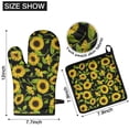 thumbnail image 6 of Black Sunflower Kitchen Oven Mitt and Pot Holder Sets 4 Pcs for Baking, Cooking and Grilling, Heat Resistant Up To 392 °F, 6 of 7