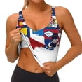 thumbnail image 3 of Fotbe The Map Of United States Sujetador Deportivo Largo sin Aros para Mujer con Almohadillas y Soporte Medio, Transpirable y Absorbente, Camiseta Tipo Chaleco o Tank Top-Small, 3 of 8
