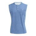 thumbnail image 4 of BRDFRL Sleeveless Shirts for Men Vintage Button Down Henley Muscle Fit Gym Workout Tops Blue 2XL, 4 of 5