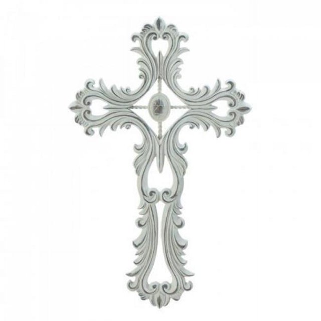 Wings of Devotion 10018693 Scalloped White Cross