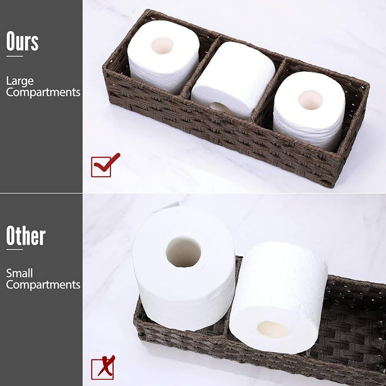OUTBROS 2 Pack Woven Storage Basket, Storage Organizer Basket, Toilet Paper  Basket, Vintage Basket Bin for Toilet Tank Vanity Countertop Table Shelf