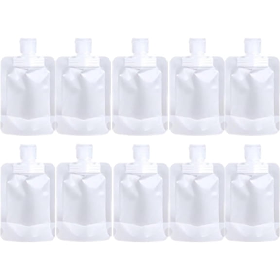 10Pcs Travel Pouches For Toiletries, Portable Travel Fluid Makeup Packing Bag, Stand Up Pouch, Refillable Clear Travel Containers for Shampoo Conditioner Lotion Soap Liquids