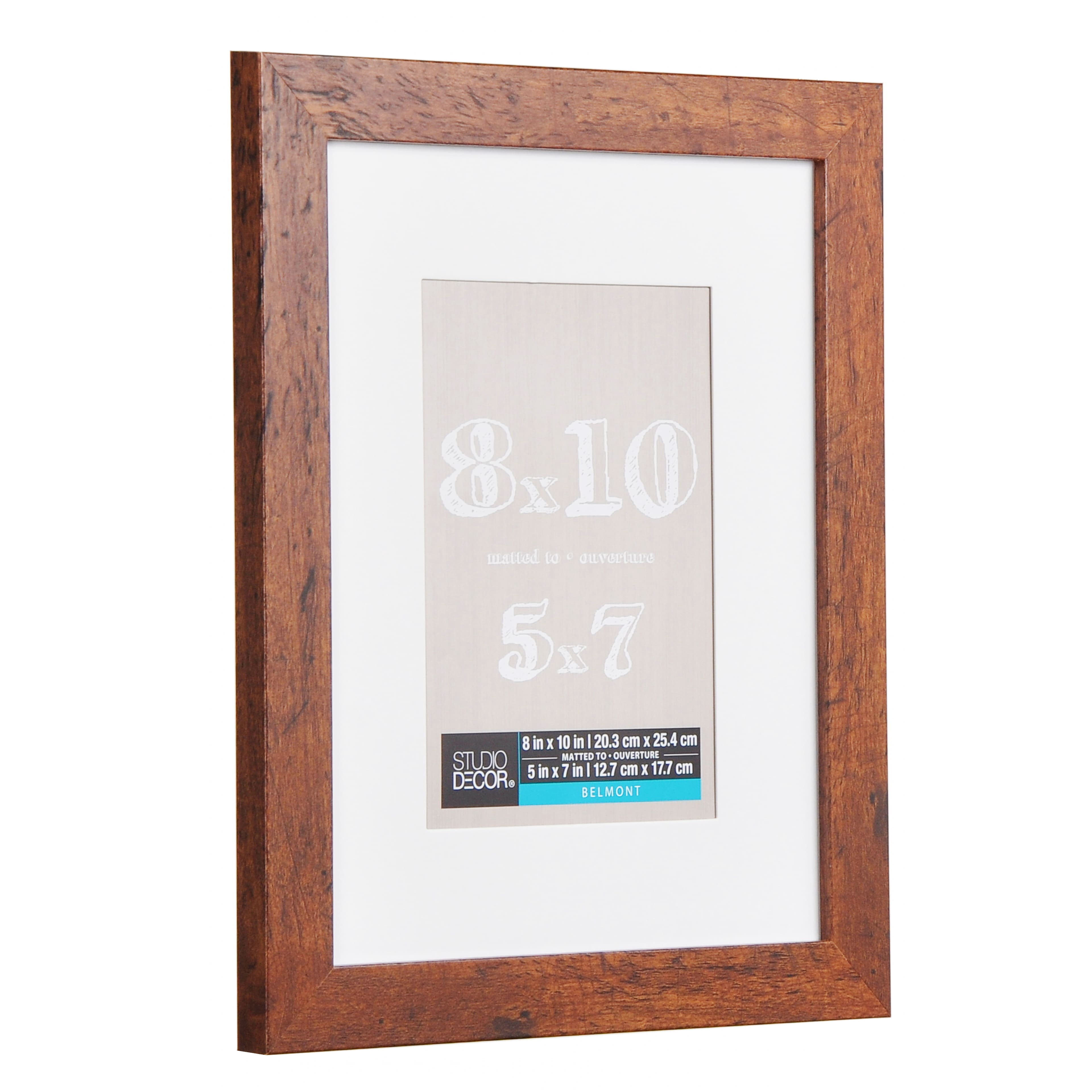 Studio Decor 8" x 10" Honey Belmont Picture Frame with 5" x 7" Mat - Includes Pre-attached Hanging Hardware, Horizontal or Vertical Display - MDF, 1 Pack