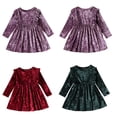 thumbnail image 4 of WOLLED Baby Girls Velvet Ruffle Dress Toddler Pageant Party Gown Spring Fall Long Sleeve Wedding Evening Dress 9M-4Y Winter Christmas A-Line Vintage Dresses, 4 of 9