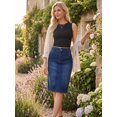thumbnail image 6 of DARING DIVA Women's Back Slit Stretchy Below Knee Length Jean Skirt XL Dark Blue, 6 of 7
