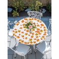 thumbnail image 2 of Round Tablecloth Fall Thanksgiving Elastic Edge Fitted Orange Leaf Pattern Floral Autumn Plastic Table Cover,Waterproof Oil Proof for Dinner,Outdoor, Picnic, 55"- 60" DIA Tables White, 2 of 8