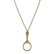 1928 Jewelry 14k Gold Dipped Romantic Interlude Magnifying Glass Necklace 30 Inch Long - Magnification Power: 4-5X