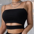 thumbnail image 4 of Señoras Sexy Moda Espagueti Rayas Hueco Corto Top Casual Color puro Camiseta corta Chaleco sin mangas más el tamañopangjing, 4 of 4