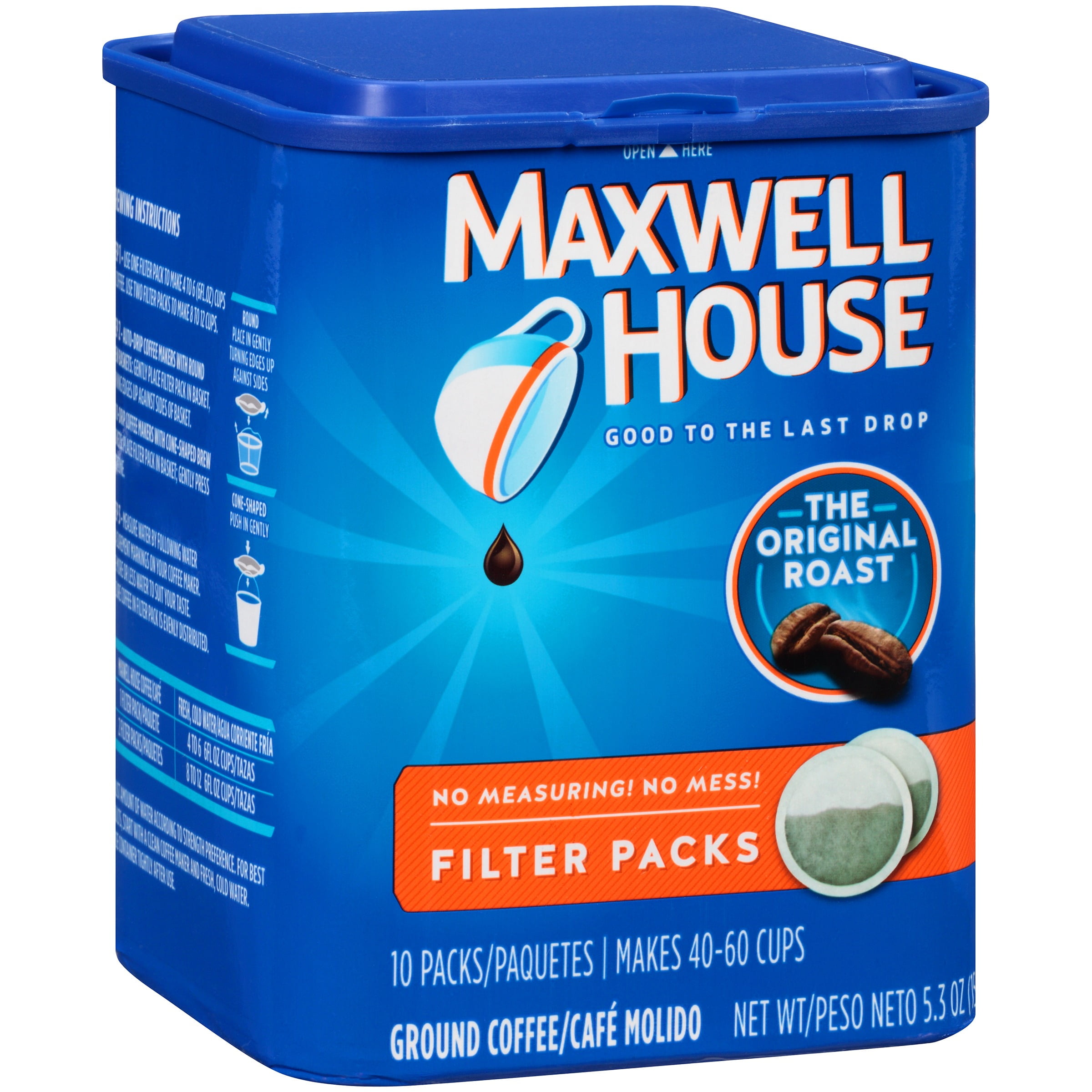 Maxwell House Original Roast Ground Coffee Filter Packs 10 ct Canister by Kraft Foods Group, Inc.
