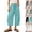 08# Mint Green, variant on Women's Capri Pants Linen Summer Beach Casual Drawstring Wide Leg Lounge Palazzo Pant High Waist Trouser with Pockets Black S