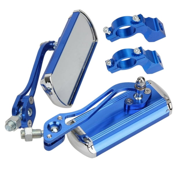 Espejo retrovisor para manillar de bicicleta, lente de cristal resistente a golpes y arañazos, espejo retrovisor seguro, espejos de alto rendimiento Par azul