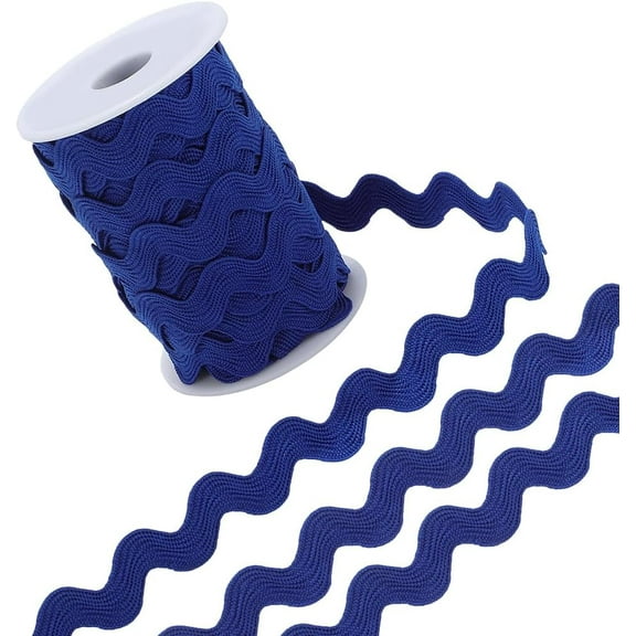 12.5 Yards Rick Rack Trim 1/2 Inch Polyester Rac RIC Zig Zag Wave Bending Fringe Trim Dark Blue Rickrack S Shaped Lace Ribbon Woven Fabric with Spool for Sewing DIY Crafts Wedding diy