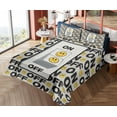 thumbnail image 4 of Ambesonne Emoji Fitted & Top Sheet Set with Sham, On Off Lettering Funny Faces, White Mustard Dark Grey, 4 of 5