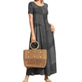thumbnail image 1 of Tauxra Robe Maxi pour Femmes Coupe Ample à Étages, Robe d'Été de Plage à Blocs de Couleur à Manches Courtes, Longue Robe Décontractée à Col Rond, 1 of 5