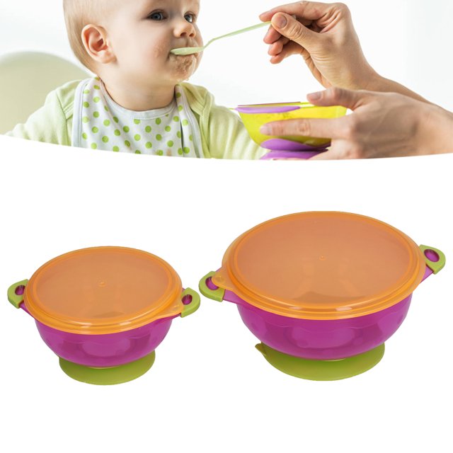 Juego De Cuencos Para Bebés, Cuenco De Alimentación Para Bebés PP Antiescaldado Con Tapas Para Niños Pequeños Para Entrenamiento De Autoalimentación