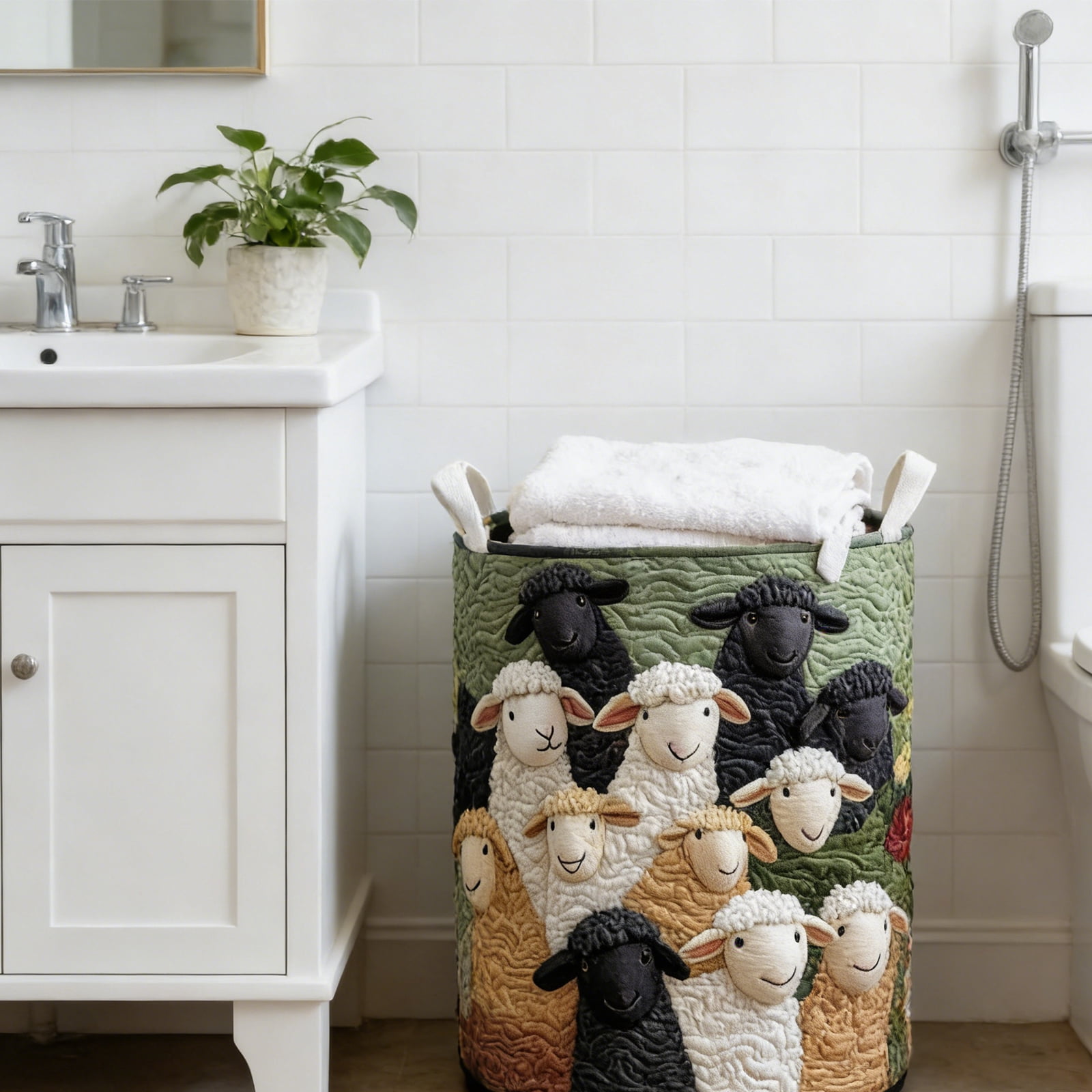 Quilted Laundry Hamper Foldable Storage Basket With Soft Padding And Floral Detail For Bedroom Bathroom Storage