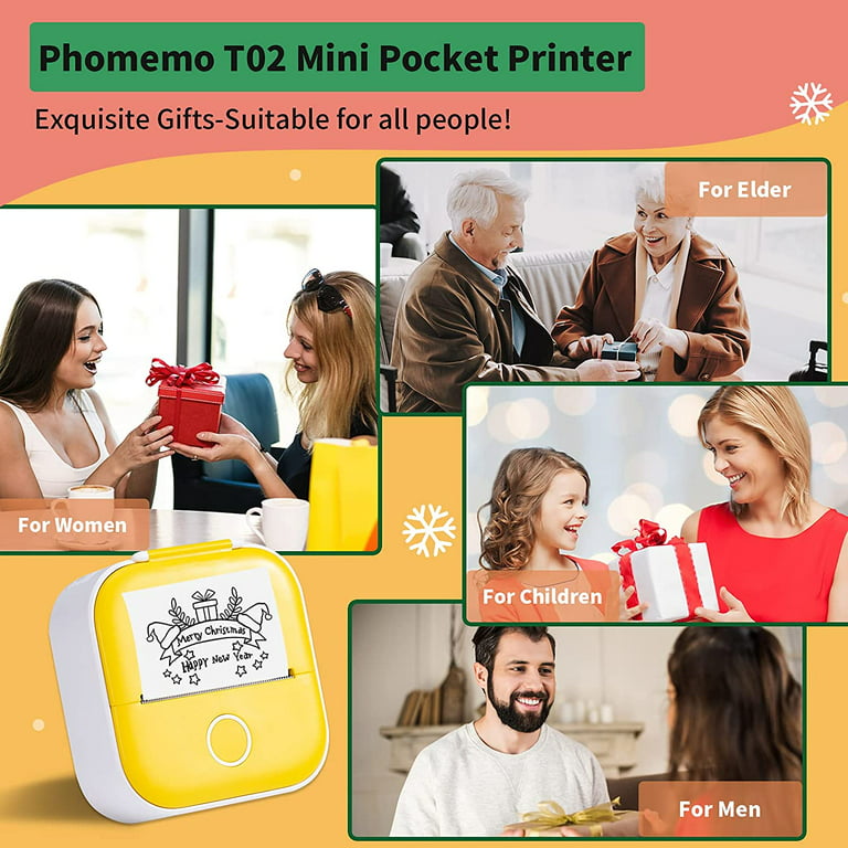 Phomemo T02 Mini Printer Portable Printer Thermal Printing Sticker  Wir-el-ess Inkless Pocket Printer Self-adhesive Label Printer