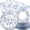 Blue and White Floral, variant on 150PCS Blue Gingham Supplies Plates and Napkins Set for 50 Guests, Checkered Disposable Tableware Decorations