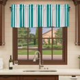 thumbnail image 6 of Teal Grey Stripe Curtain Valances for Windows, Kitchen Valance Window Treatments Panel 2 Pack, Farmhouse Minimalist Striped Rod Pocket Short Curtains for Bathroom Bedroom 42 x 12 Inch, 6 of 8