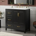thumbnail image 3 of YINGYING 36" Bathroom Vanity with Sink, Bathroom Vanities with Soft-closing Doors, Freestanding  Bathroom Storage Cabinet 4 Soft-Closing Drawers & Metal Handles, 3 of 10