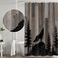 thumbnail image 5 of 54x78 Inch Shower Curtain Decorative Wild Wolf Bathtub Bath Curtains Fabric Waterproof Bathroom Decor, Farmhouse Forest Trees Wood Grain Brown Small Stall Shower Curtain Set with 12 Hooks, 5 of 7