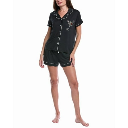 Sugar womens 2pc Shirt & Short Set, s, Black