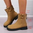 thumbnail image 5 of Women's Boots Low Chunky Heel Round Toe Ankle Short Boots Zip-up Fashion Casual Versatile Warm Fall Winter Shoes for Women Brown 5.5, 5 of 10