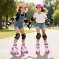 thumbnail image 2 of Costway Patins Quads Réglables à 4 Tailles avec Roues Lumineuses Protection de Sécurité pour 13+ Rose Rouge, 2 of 10
