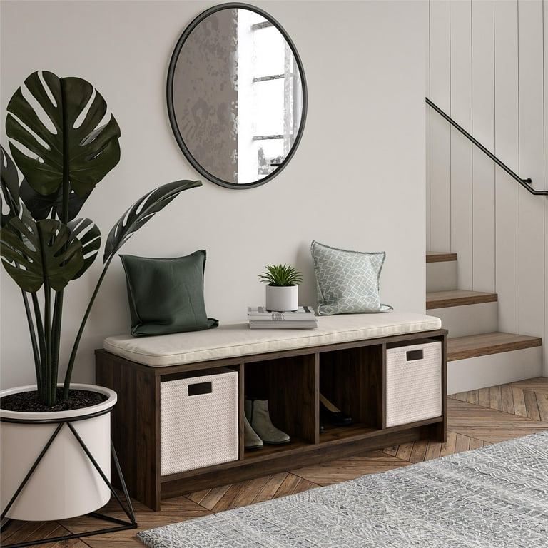 Mainstays parsons cubby entryway bench with cushion deals