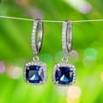 thumbnail image 2 of beryl_creation 3 Ct Cushion Cut Sapphire And Diamond Drop And Dangle Earrings 14K White Gold Finish, 2 of 2