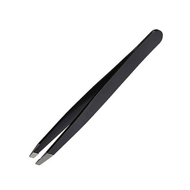 Juego de 3 pinzas para cejas, acero inoxidable, color negro