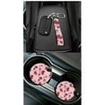 thumbnail image 4 of Uorisanigo Strawberry Daisy Printed Auto Seat Covers 15 Pack, Car Seat Cover Full Set with Steering Cover Safety Seat Belt Pads Coasters Set Car Trash Bag Air Vent Storage Bag Mirror Cover Keychain, 4 of 7