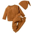thumbnail image 1 of Gibobby Conjunto de ropa con capucha para niños Otoño e invierno, traje de manga larga para bebé, camisa de Color sólido, pantalones de Color sólido(Marrón,0-3 Meses), 1 of 3