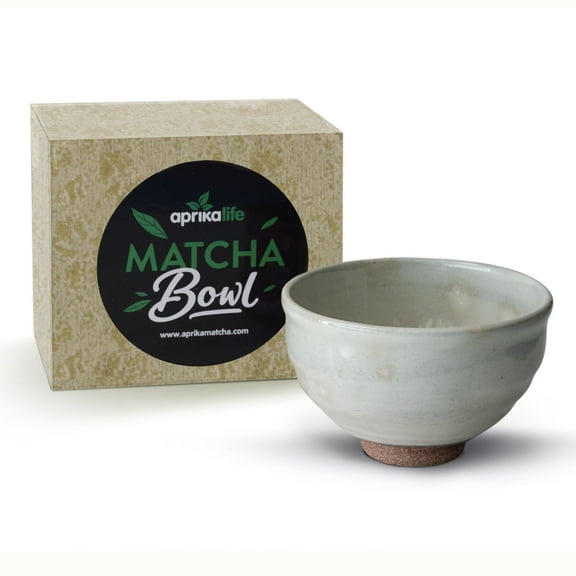 AprikaLife Traditional Japanese Matcha Tea Bowl Handcrafted Ceramic Tea Ceremony Cup White Kohiki Glaze
