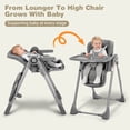 thumbnail image 4 of Babyeap Baby High Chair, Convertible Adjustable Feeding Chair with Removable Double Tray, Adjustable & Foldable Design Converts to Toddler Chair, for Babies & Toddlers,Gray, 4 of 9