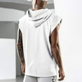 thumbnail image 4 of Camisetas sin mangas con capucha para entrenamiento para hombre, camisetas musculosas para culturismo, camisetas sin mangas para gimnasio, Blanco, 4 of 6