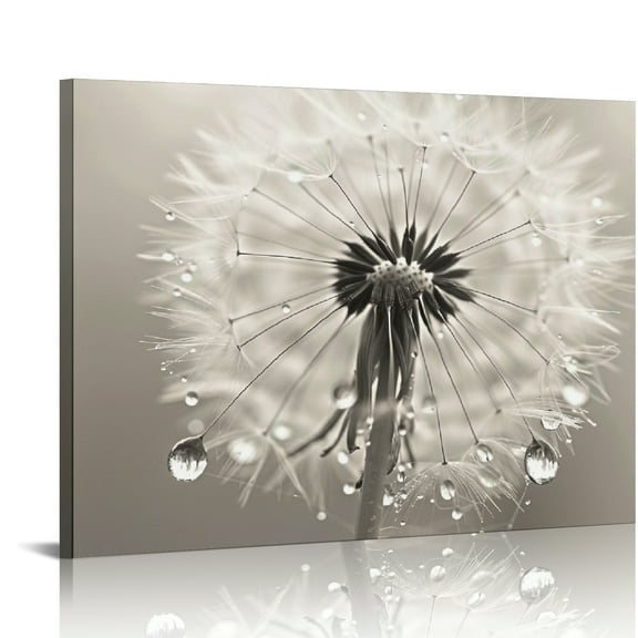 YILUYINQING Dandelion Water Drops Wall Decor Canvas Print Art - Ready to Hang Room Home Decoration 16x12in