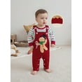 thumbnail image 3 of Spewahor Infant Baby Boys Girls Christmas Clothes Set 0 3 6 9 12 18 Months Stripe Print Long Sleeve Romper Gingerbread Man Embroidery Overall Pants and Hat 3Pcs Outfit, 3 of 9