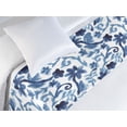 thumbnail image 3 of Vintage Bed Runner, Traditional Style Ornament with Swirling Curlicue Branches and Flowers, Decorative Accent Bedding Scarf for Hotels Homes & Guest Rooms, Twin, Dark Sky Blue and White, by Ambesonne, 3 of 3